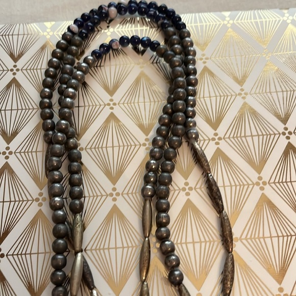 Vintage Metallic Three Layered Beaded Necklace - Picture 5 of 11